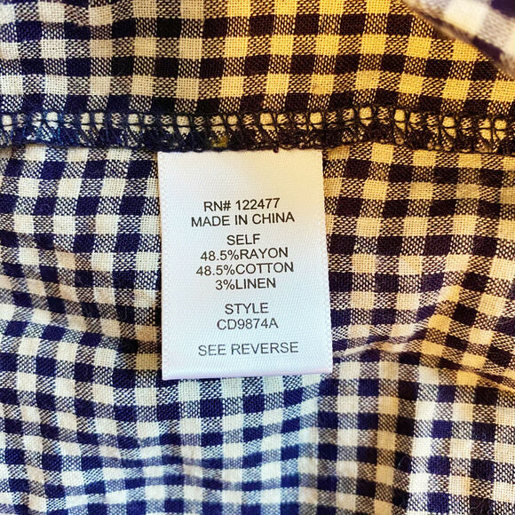 NSR Blue Gingham One Shoulder Dress Angled Ruffle Hem Women's Size Medium - Picture 7 of 8